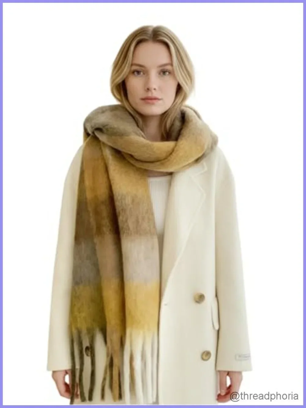 Chunky Plaid Scarf for Women Winter Thick Warm Long Shawl Wraps Big Blanket